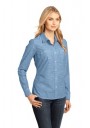 District Made® - Ladies Long Sleeve Washed Woven Shirt
