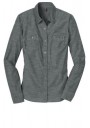 District Made® - Ladies Long Sleeve Washed Woven Shirt