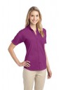 Port Authority® Ladies Stretch Pique Button-Front Shirt