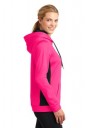 Sport-Tek® Ladies Sport-Wick® Fleece Colorblock Hooded Pullover. 